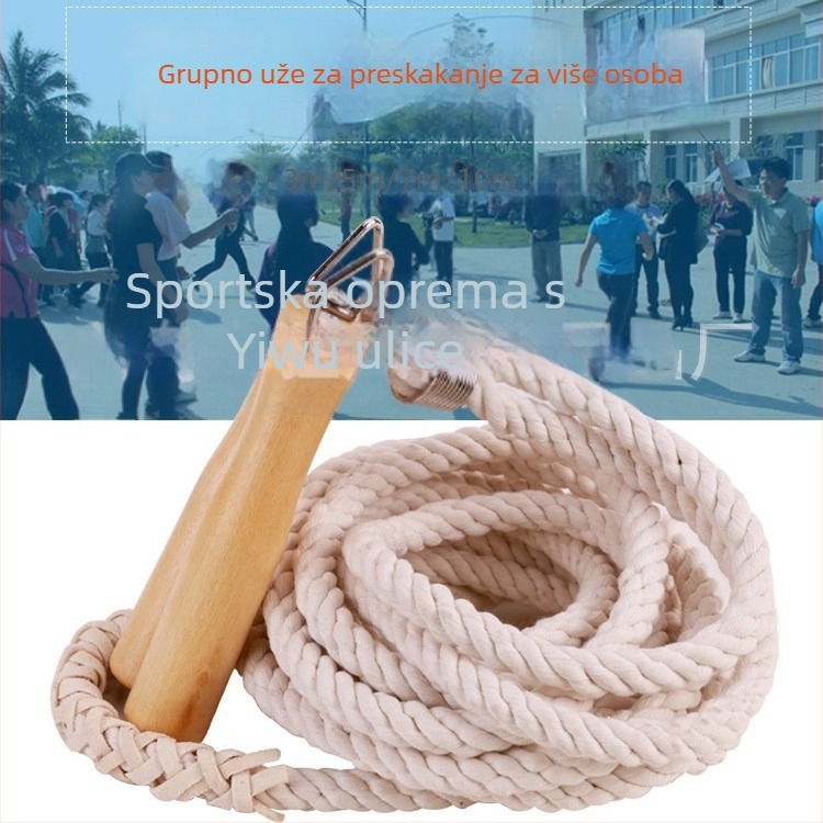 Grupno užad za skakanje od pamuka i lana, dugačka užad: 3 m za jedno osobno korištenje, 5 m, 7 m i 10 m, ručno tkano.