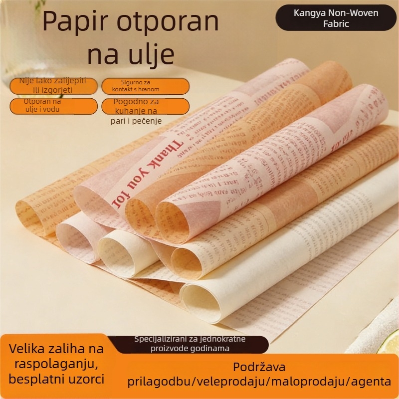 Papir otporan na masnoću za pržene grickalice i ploču za kruh — prehrambena kvaliteta, otporna podloga na masnoću u različitim veličinama