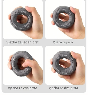 Silikonski osmerokutni prsten za jačanje šake i ruke s tri razine otpora za rehabilitaciju snage ramena