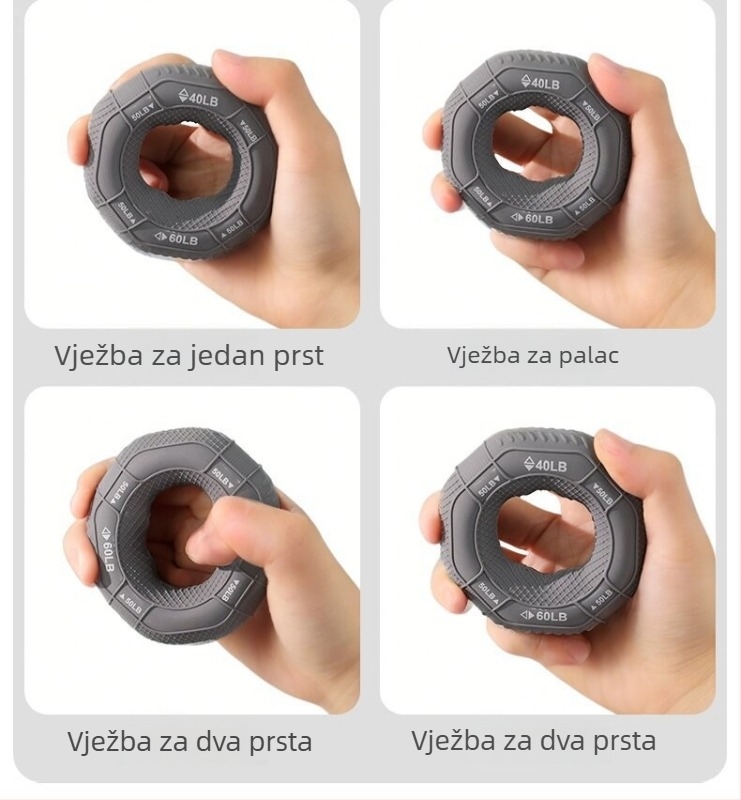 Silikonski osmerokutni prsten za jačanje šake i ruke s tri razine otpora za rehabilitaciju snage ramena