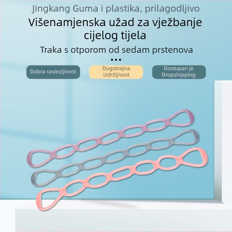 Silikonska traka otpora sa sedam rupa, namijenjena jogi, proširenju leđa i prsa – fitness oprema