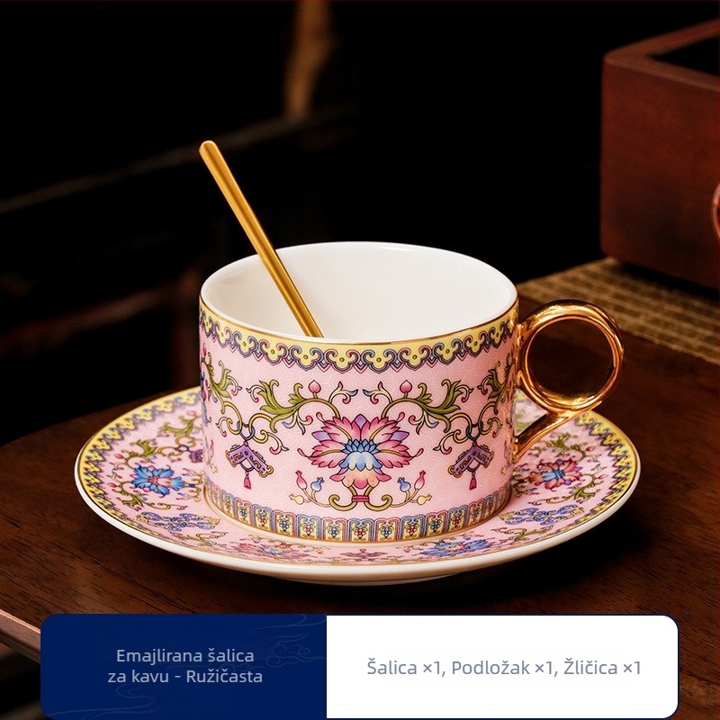Set šalice za ručno pripremljenu kavu sa podmetačem, vrhunski dizajn, emajlirani retro nordijskog stila