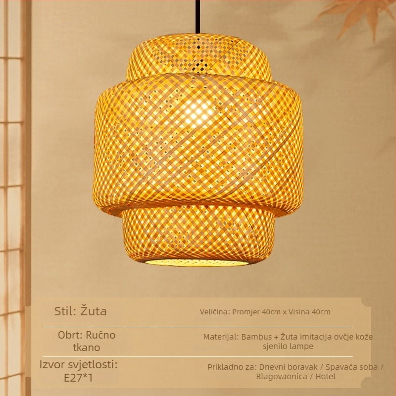 Ručni bambus fenjer – okruglo sjenilo za lampu, drevni kineski stil, dekoracija za čajnu kuću i restoran
