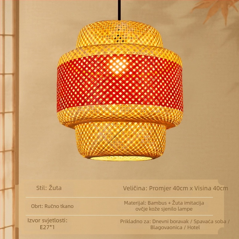Ručni bambus fenjer – okruglo sjenilo za lampu, drevni kineski stil, dekoracija za čajnu kuću i restoran