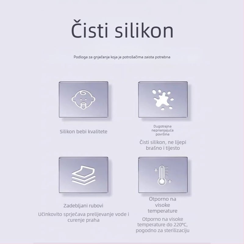 Daska za mijesanje tijesta od silikona za hranu, povećana i debela, neprijanjajuća, otporna na prolijevanje, kuhinjska daska za razvlačenje tijesta