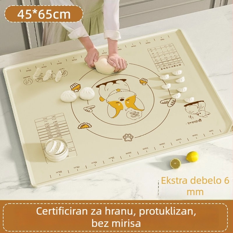 Silikonska podloga za miješenje tijesta, prehrambene kvalitete, debela površina, velika kuhinjska podloga za valjanje tijesta