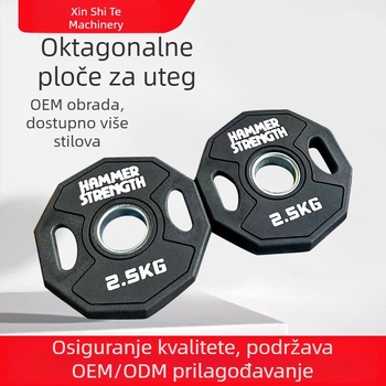 5 kg gumirana desetostrani pločica za šipku, crna, s 3 otvora, otporna na habanje za kućnu teretanu