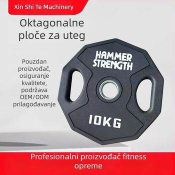 5 kg gumirana desetostrani pločica za šipku, crna, s 3 otvora, otporna na habanje za kućnu teretanu