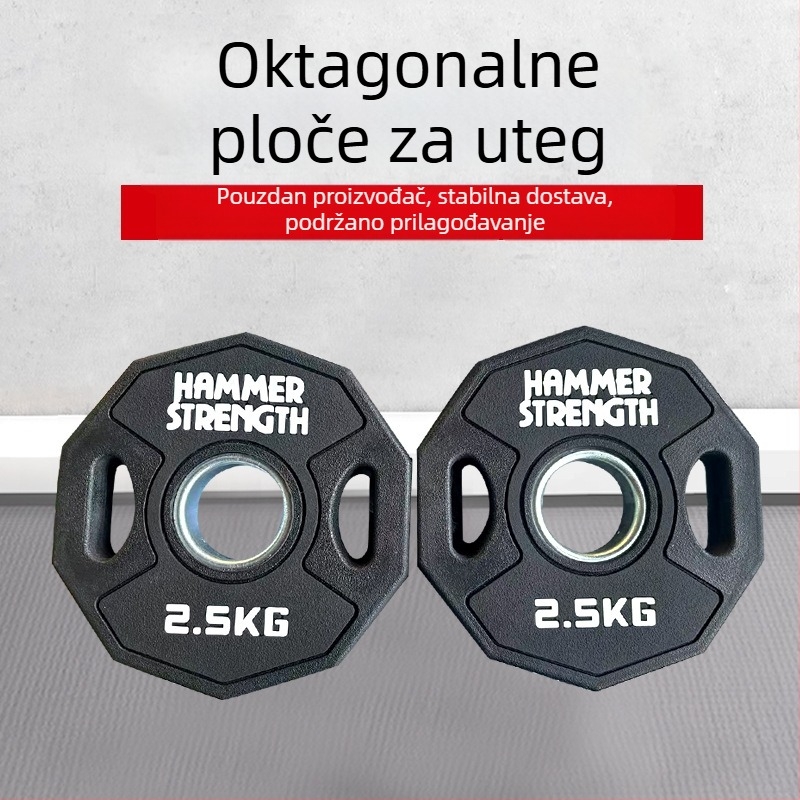 5 kg gumirana desetostrani pločica za šipku, crna, s 3 otvora, otporna na habanje za kućnu teretanu