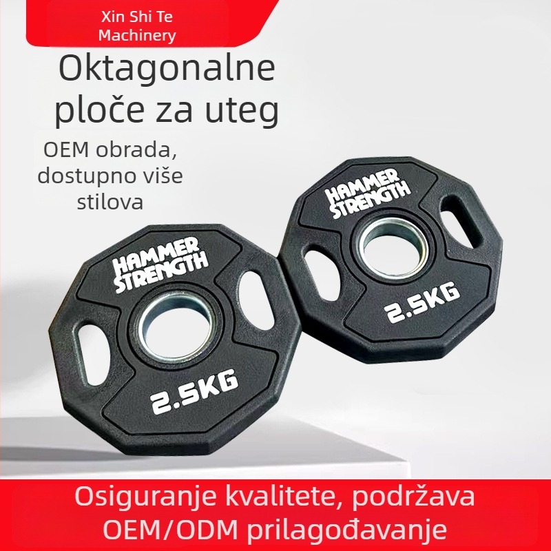 5 kg gumirana desetostrani pločica za šipku, crna, s 3 otvora, otporna na habanje za kućnu teretanu