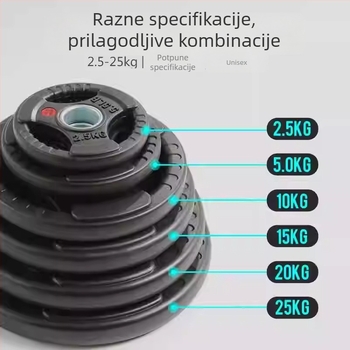 Podesive gumirane ploče za šipku s tri otvora, velikim i malim otvorima, za kućnu fitness opremu