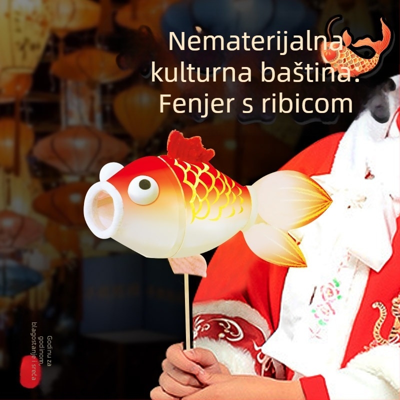 Mr. Toy DIY papirnati lampion s motivom ribe – materijal za ručnu izradu, prijenosni lampion za proljetni festival