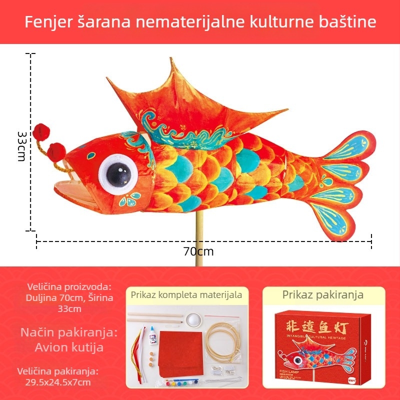 Mr. Toy DIY papirnati lampion s motivom ribe – materijal za ručnu izradu, prijenosni lampion za proljetni festival