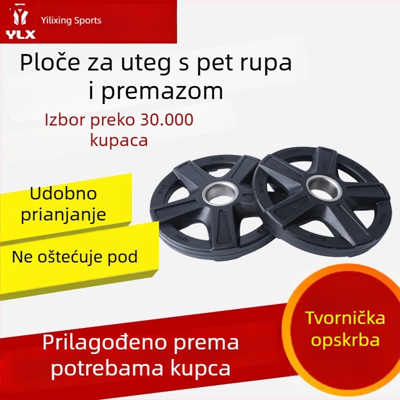 Prilagođene ploče za šipku s gumom i pet rupa, držači za hvatanje, za trening u teretani za muškarce i žene
