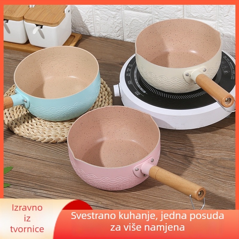 Japanskog stila s čekićem teksture, Maifan kamen, neprimjenjiv aluminijski lonac za mlijeko, za dječju hranu, tjesteninu i juhe, s poklopcem