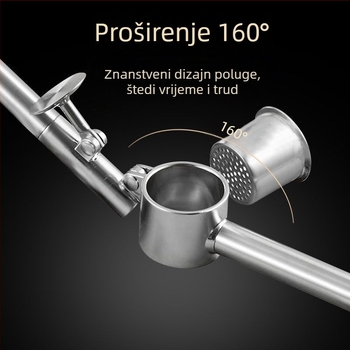 Česnjak preša od 304 nehrđajućeg čelika s produženom drškom, alat za zgnječenje češnjaka i pripremu paste za kućnu upotrebu