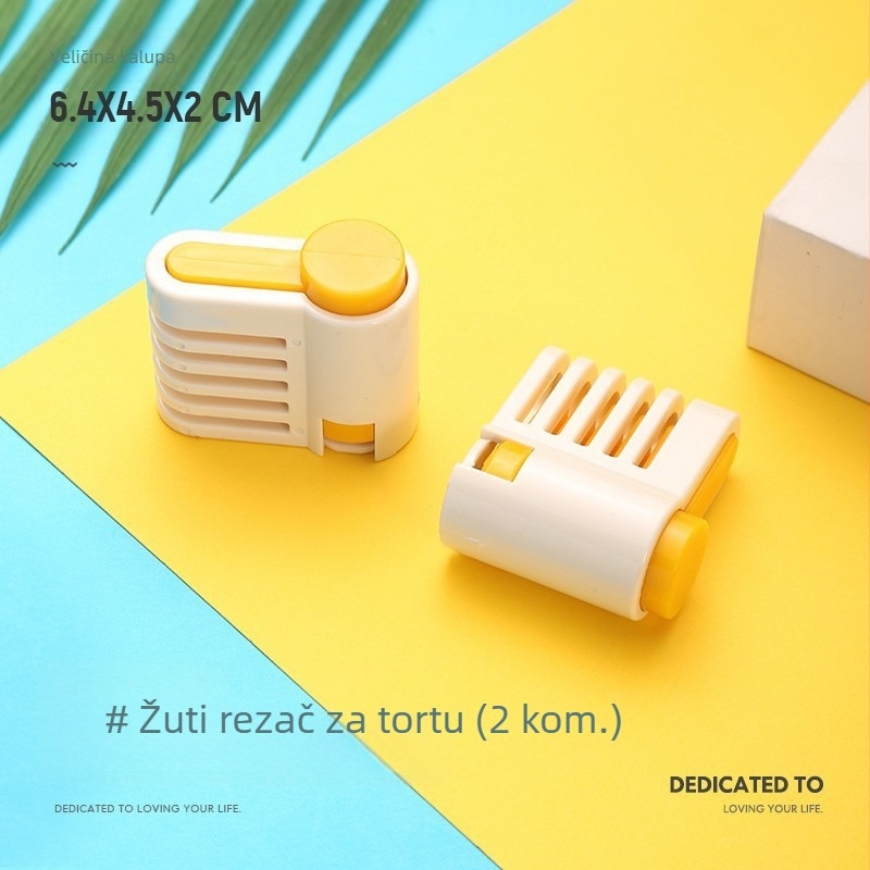 Set od 2 komada alata za slaganje torte i stalak za rezanje kruha, žuta