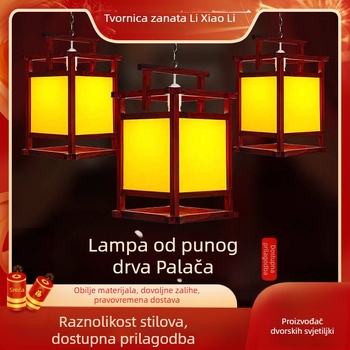 Drveni lampion u kineskom stilu, imitacija antičkog dizajna, retro palac lampion za hodnike i hotele, ručno izrađeni drveni rasvjetni komad