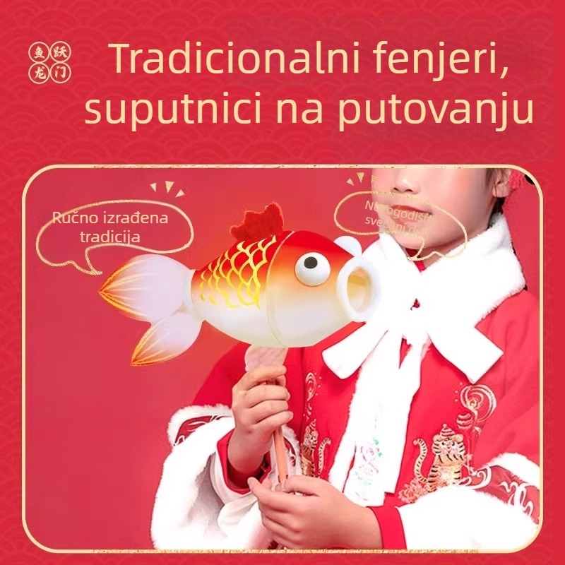 Tradicionalni kineski lampion DIY — ručno izrađena riblja lanterna (šaran) poklon djeci