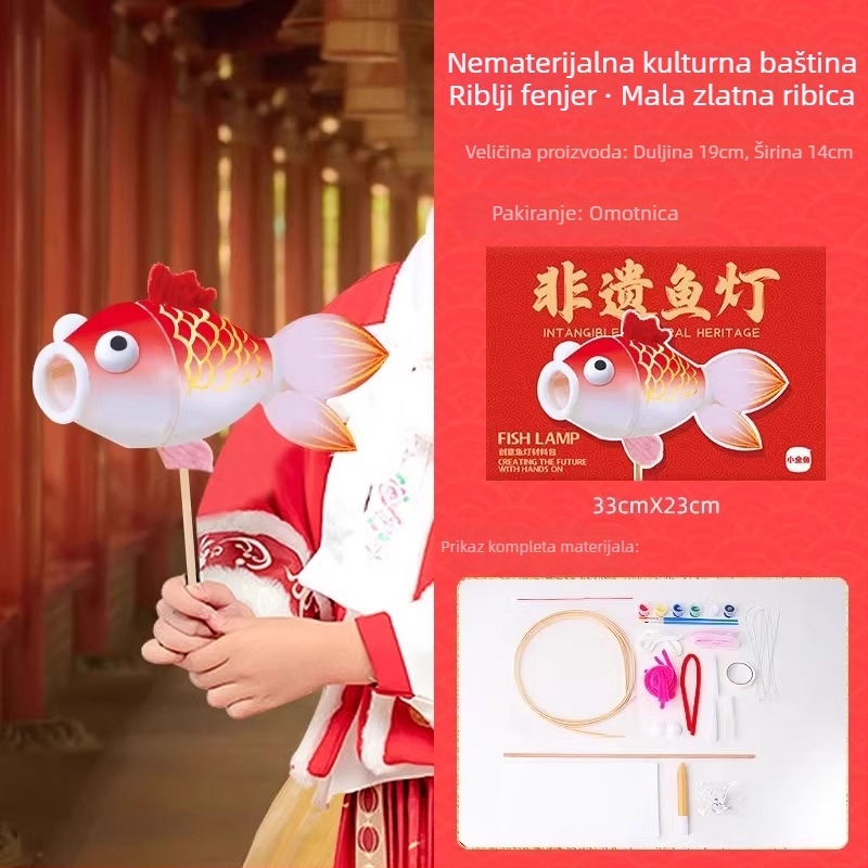 Tradicionalni kineski lampion DIY — ručno izrađena riblja lanterna (šaran) poklon djeci