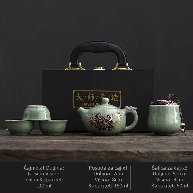 Ru Kiln putni čajni set – prenosni keramički čajni set za vanjsku upotrebu, promjena boje pri vrućoj vodi, personalizirani dar klijentima
