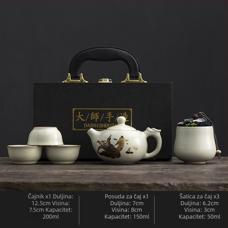Ru Kiln putni čajni set – prenosni keramički čajni set za vanjsku upotrebu, promjena boje pri vrućoj vodi, personalizirani dar klijentima