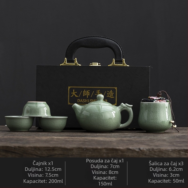 Ru Kiln putni čajni set – prenosni keramički čajni set za vanjsku upotrebu, promjena boje pri vrućoj vodi, personalizirani dar klijentima