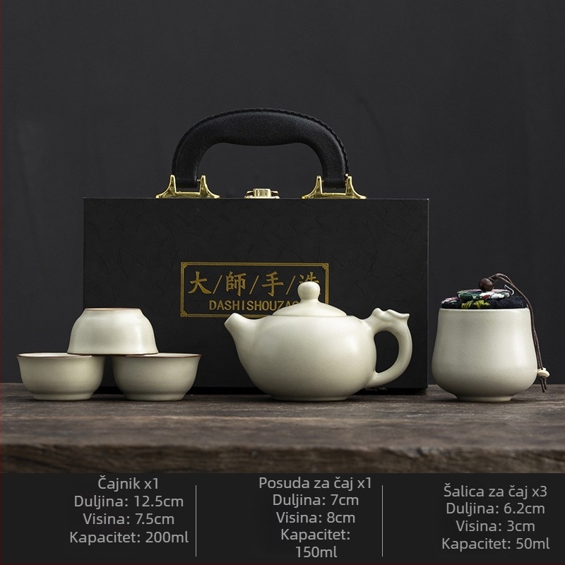 Ru Kiln putni čajni set – prenosni keramički čajni set za vanjsku upotrebu, promjena boje pri vrućoj vodi, personalizirani dar klijentima
