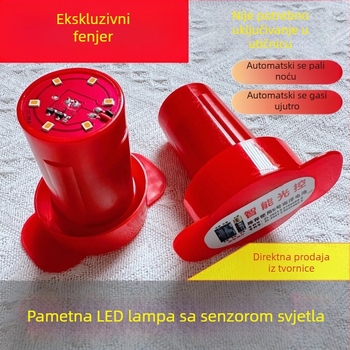 Crveno LED fenjer svjetlo, baterijsko napajanje, vodootporno, senzor svjetla i daljinski upravljač