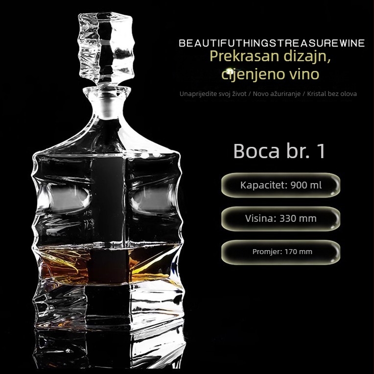 Dekanter od kristalnog stakla s poklopcem za vino i viski