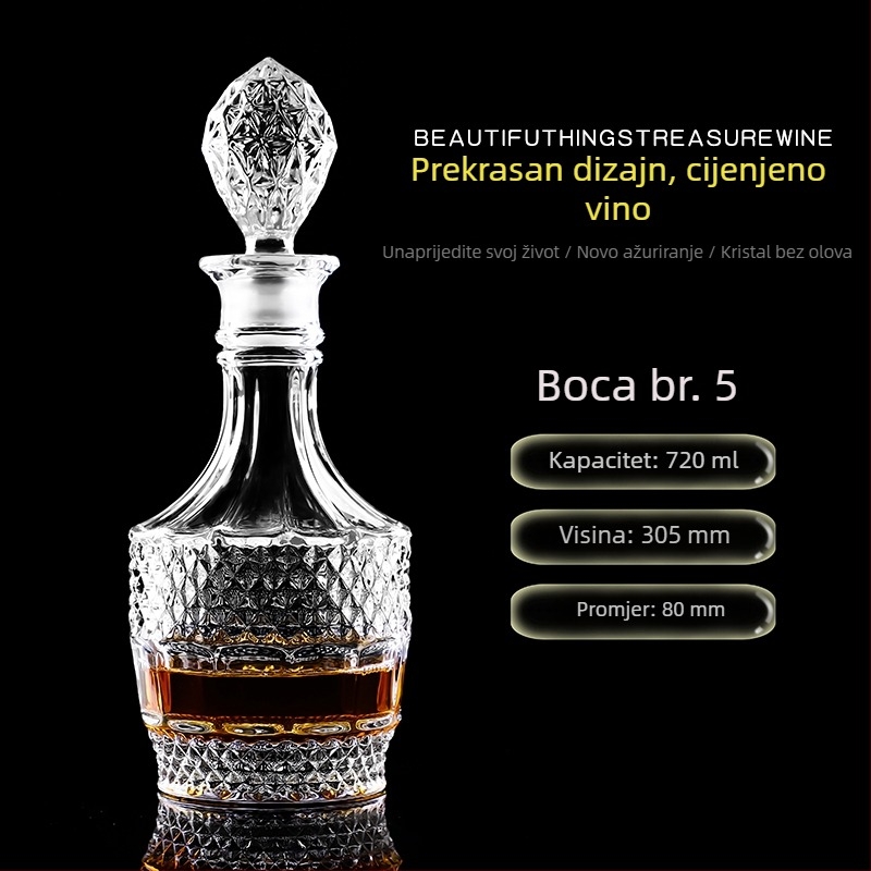 Dekanter od kristalnog stakla s poklopcem za vino i viski