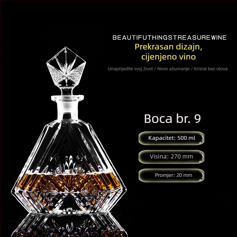 Dekanter od kristalnog stakla s poklopcem za vino i viski