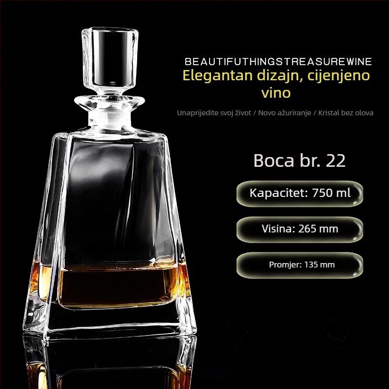 Dekanter od kristalnog stakla s poklopcem za vino i viski