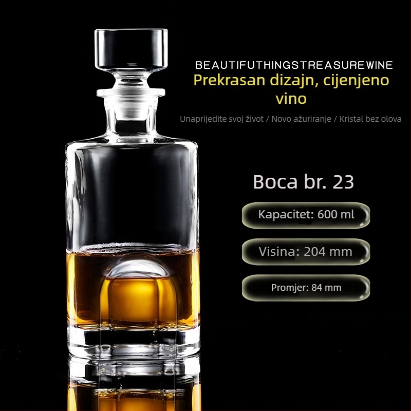 Dekanter od kristalnog stakla s poklopcem za vino i viski