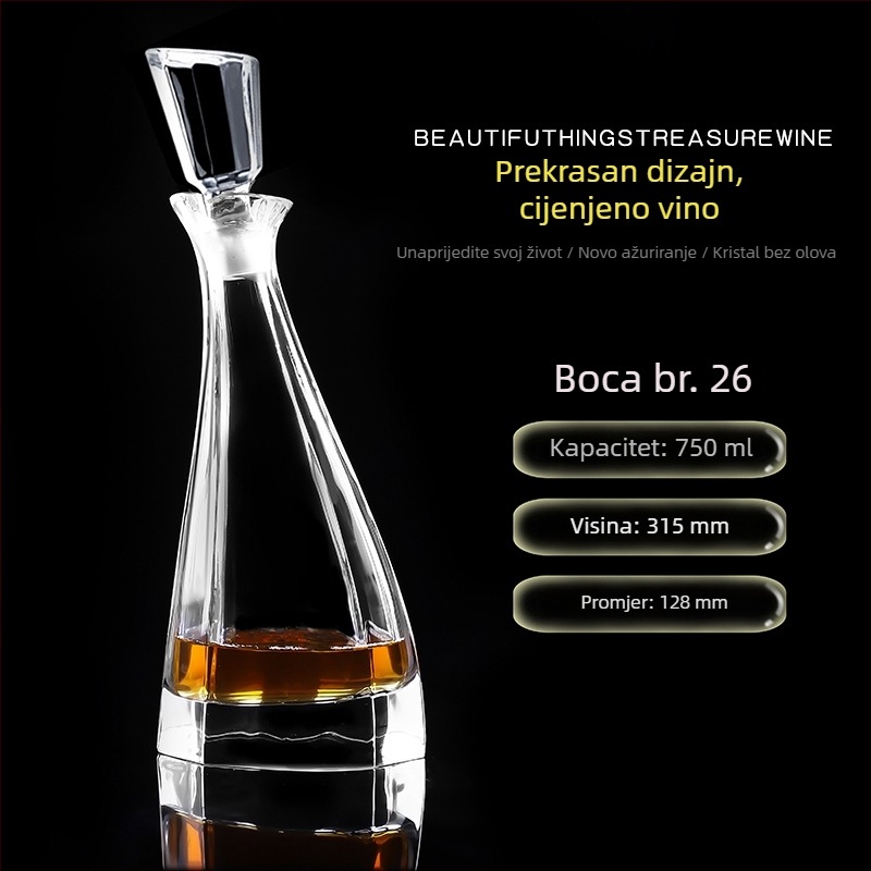 Dekanter od kristalnog stakla s poklopcem za vino i viski
