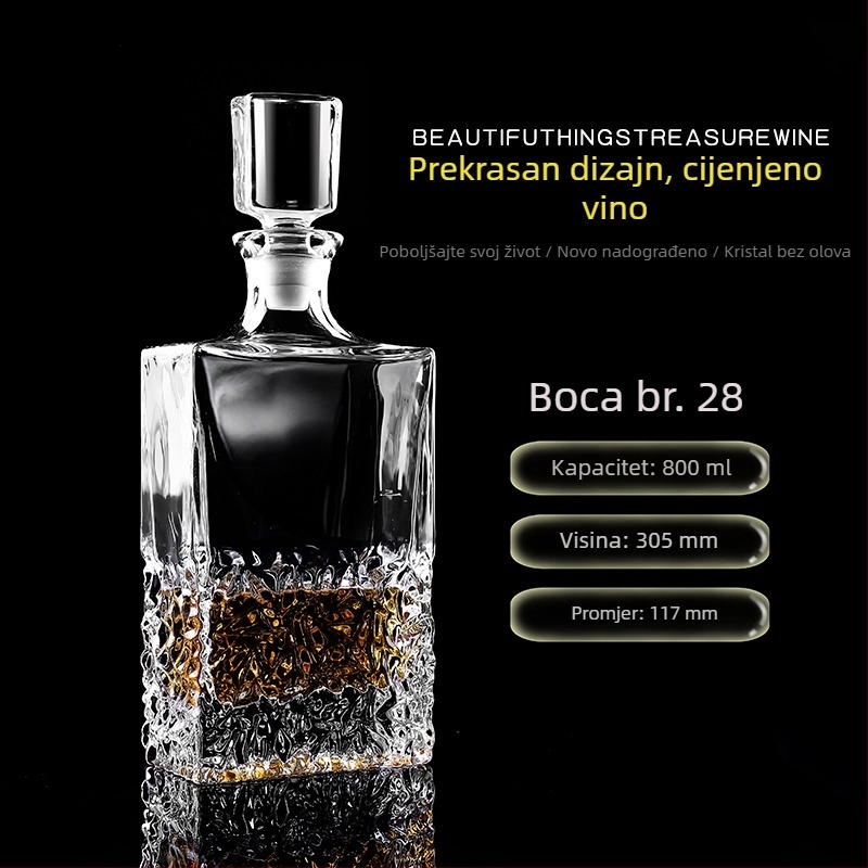 Dekanter od kristalnog stakla s poklopcem za vino i viski