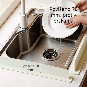 Silikonska zaštitna pregrada za sudoper s podignutim rubom, ploča za zadržavanje vode, odjeljak za sudoper, jednostavno čišćenje