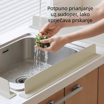 Silikonska zaštitna pregrada za sudoper s podignutim rubom, ploča za zadržavanje vode, odjeljak za sudoper, jednostavno čišćenje