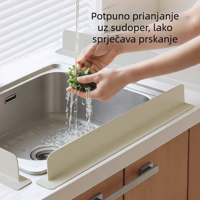 Silikonska zaštitna pregrada za sudoper s podignutim rubom, ploča za zadržavanje vode, odjeljak za sudoper, jednostavno čišćenje