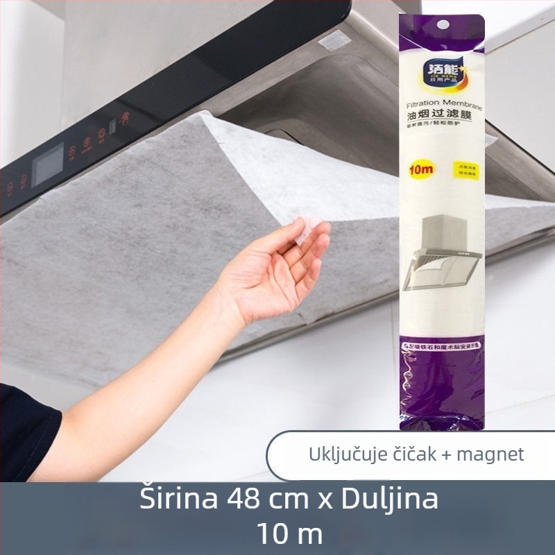 Membrana za filtriranje kuhinjske nape protiv masnoća, netkani filtr, naljepnica za apsorpciju ulja, 48 cm × 10 m