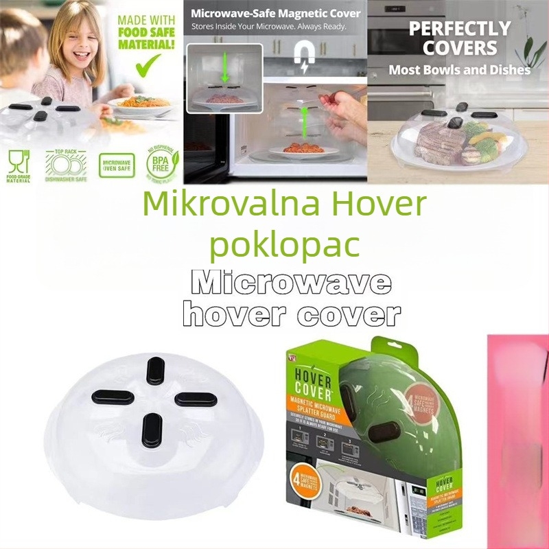 Hover Cover za mikrovalnu pećnicu i hladnjak — zaštita od prskanja, magnetski plastični poklopac za grijanje