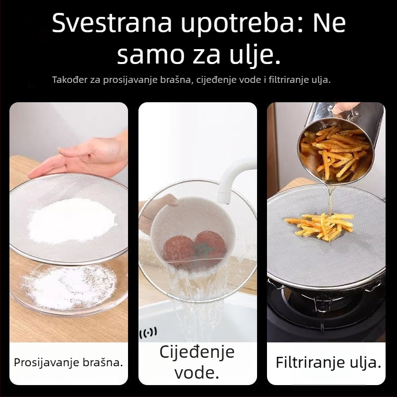 Nehrđajući čelik, mreža protiv masnoće s držačem, mreža za prženje ribe i kuhanje, odvajač ulja, pladanj za pizzu