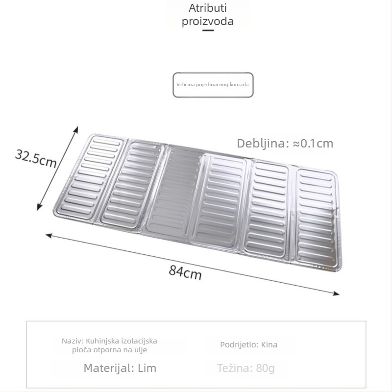 Kuhinjski panel od aluminijske folije za zaštitu od prskanja ulja