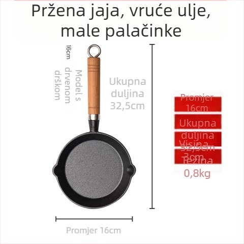 Mala lijevana posuda od željeza za vruće ulje – duboko prženje, prelijevanje ulja, ravno dno