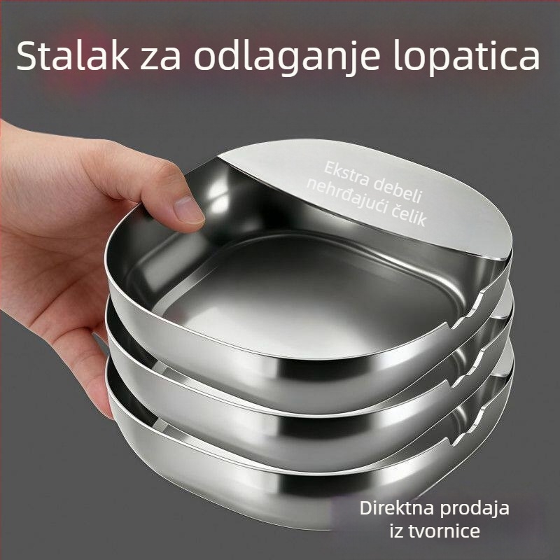 Nehrđajući čelični stalak za žlice, držač poklopaca i spatula, otporan na visoke temperature, za kuhinjski radni stol.