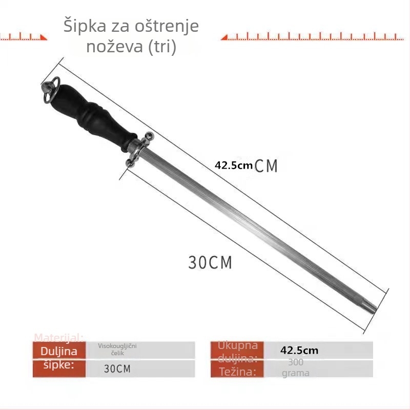 Dijamantni štapić za oštrenje s luksuznom drškom za kućne i mesarske kuhinjske nože – ručni