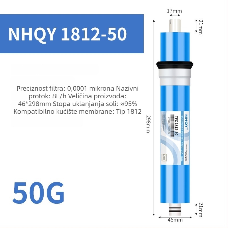 NHQY RO membrana za kućni pročišćivač vode, 75G/400G/600G, univerzalni zamjenski filtracijski element velikog protoka