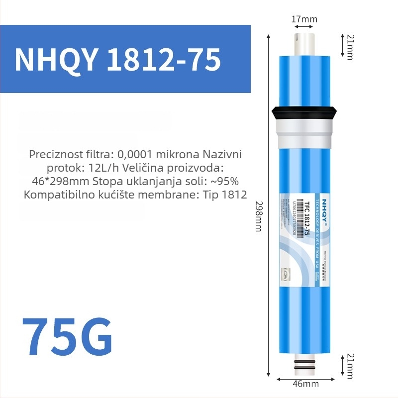 NHQY RO membrana za kućni pročišćivač vode, 75G/400G/600G, univerzalni zamjenski filtracijski element velikog protoka