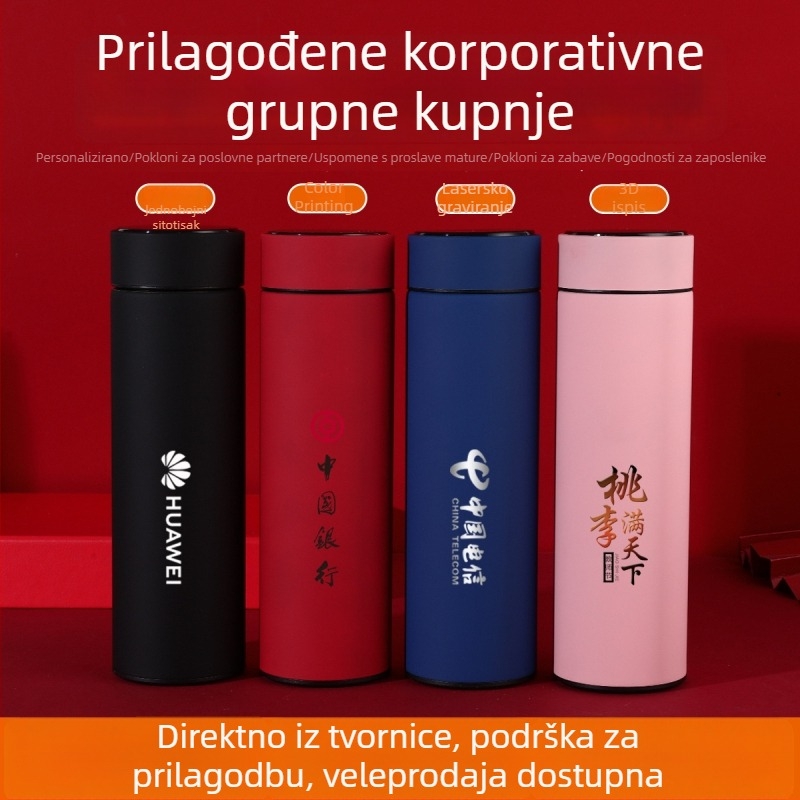 Termos čaša od 304 nehrđajućeg čelika s inteligentnim prikazom temperature, retro dizajn u nacionalnom stilu, poslovni poklon