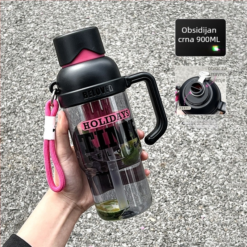 Ljetna prijenosna šalica za čaj sa separatorom i slamkom, unisex, plastična sportska boca velikog kapaciteta, mogućnost prilagođavanja